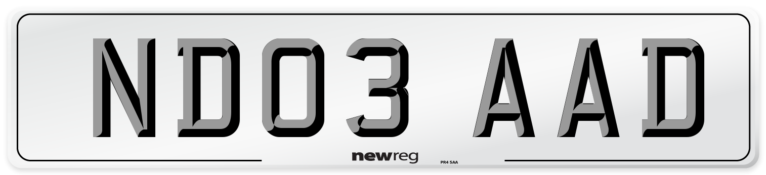 ND03 AAD Number Plate from New Reg